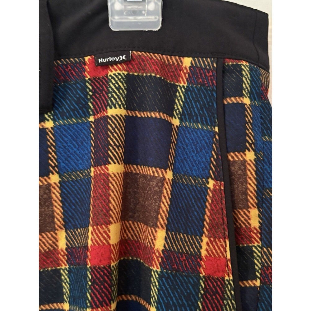 Hurley Phantom Board Shorts Men's 32 Black Red Blue Yellow Plaid - Picture 3 of 6